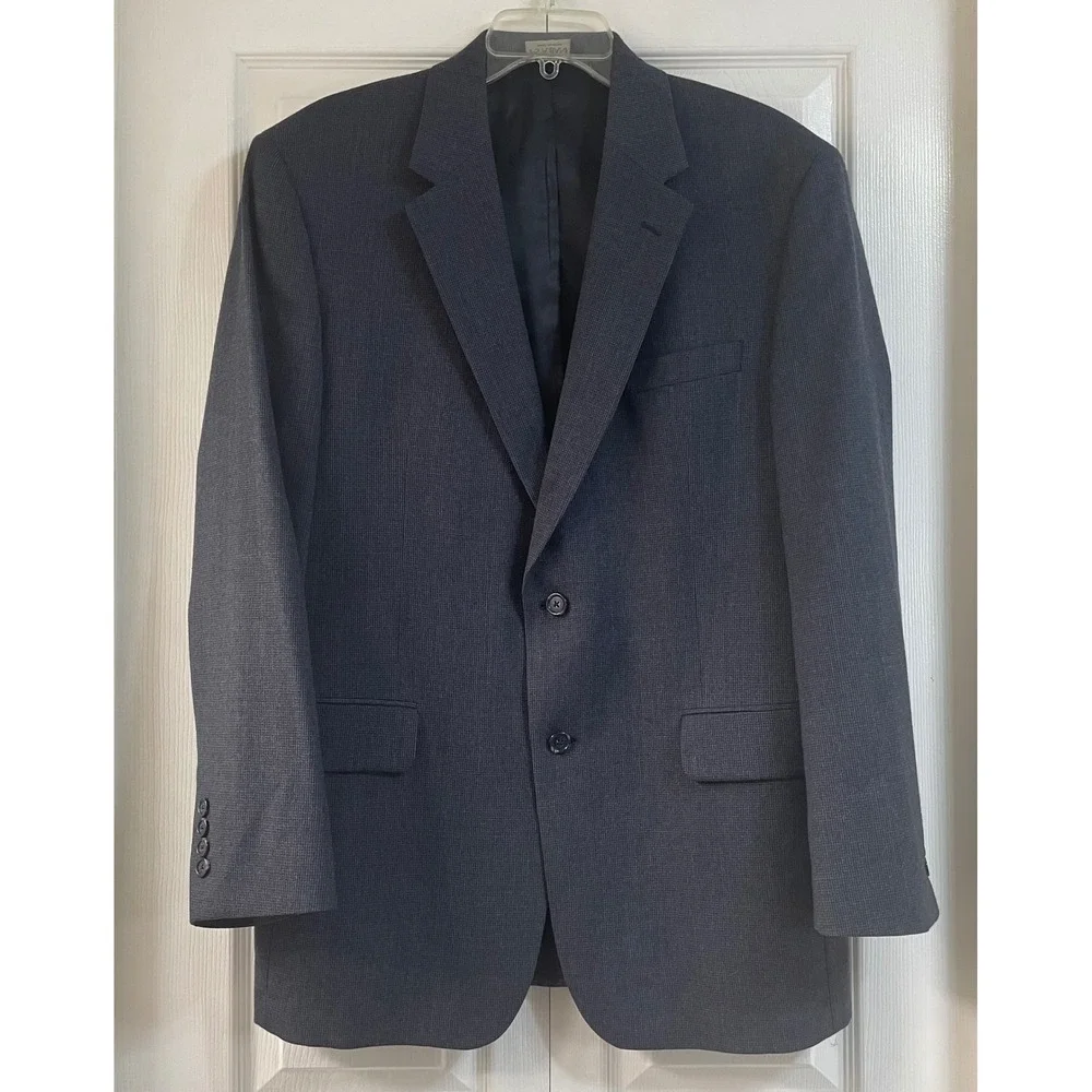 Jos. A‎ Bank Men's Dark Navy Black Wool Blend Sport Coat Blazer Suit Jacket 42R